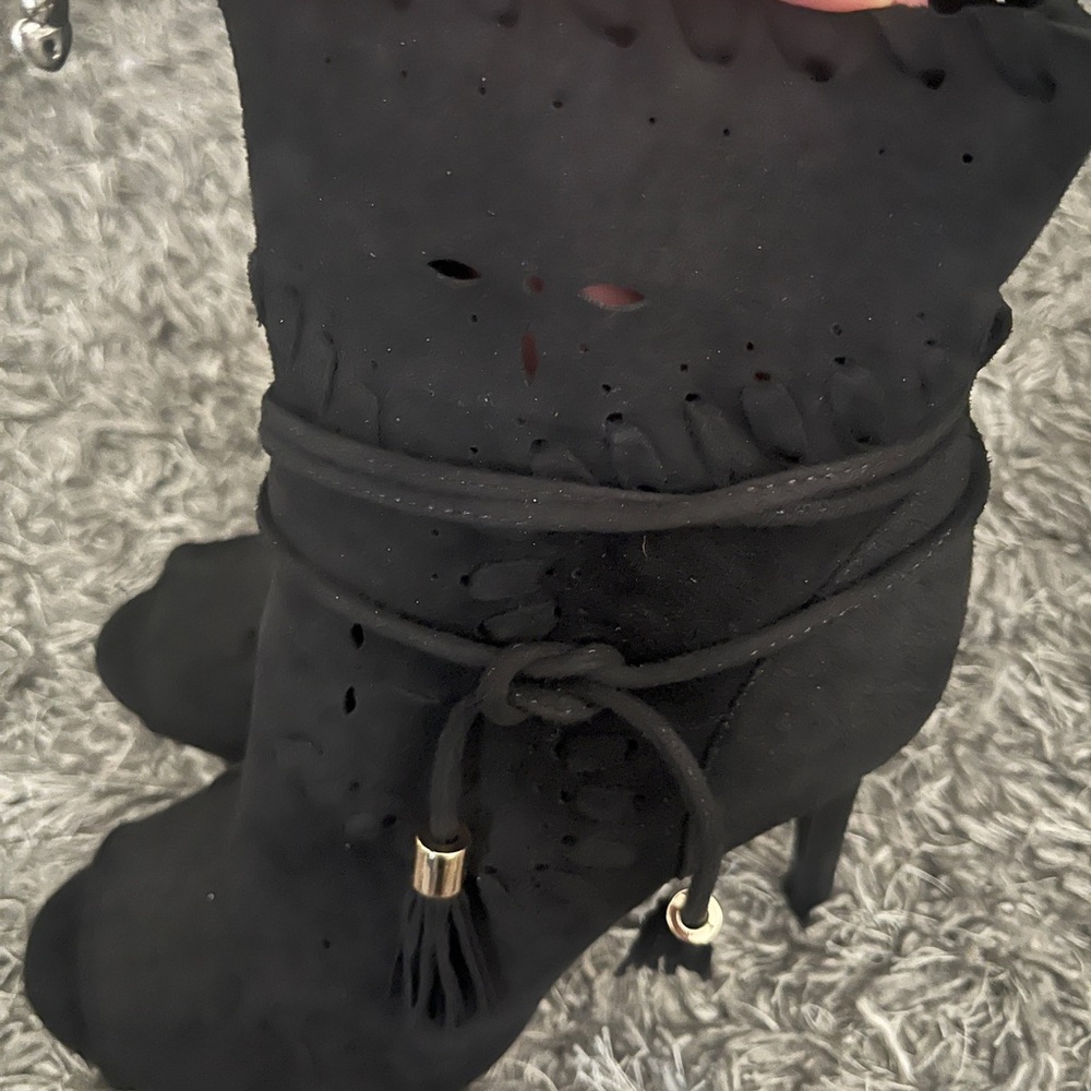 Open Toe Suede Ankle Boot - Picture 8 of 9